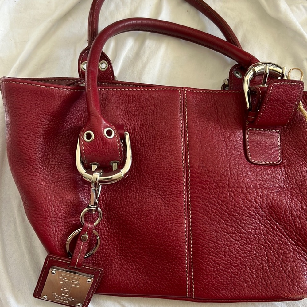 Tignanello Maroon leather bucket bag